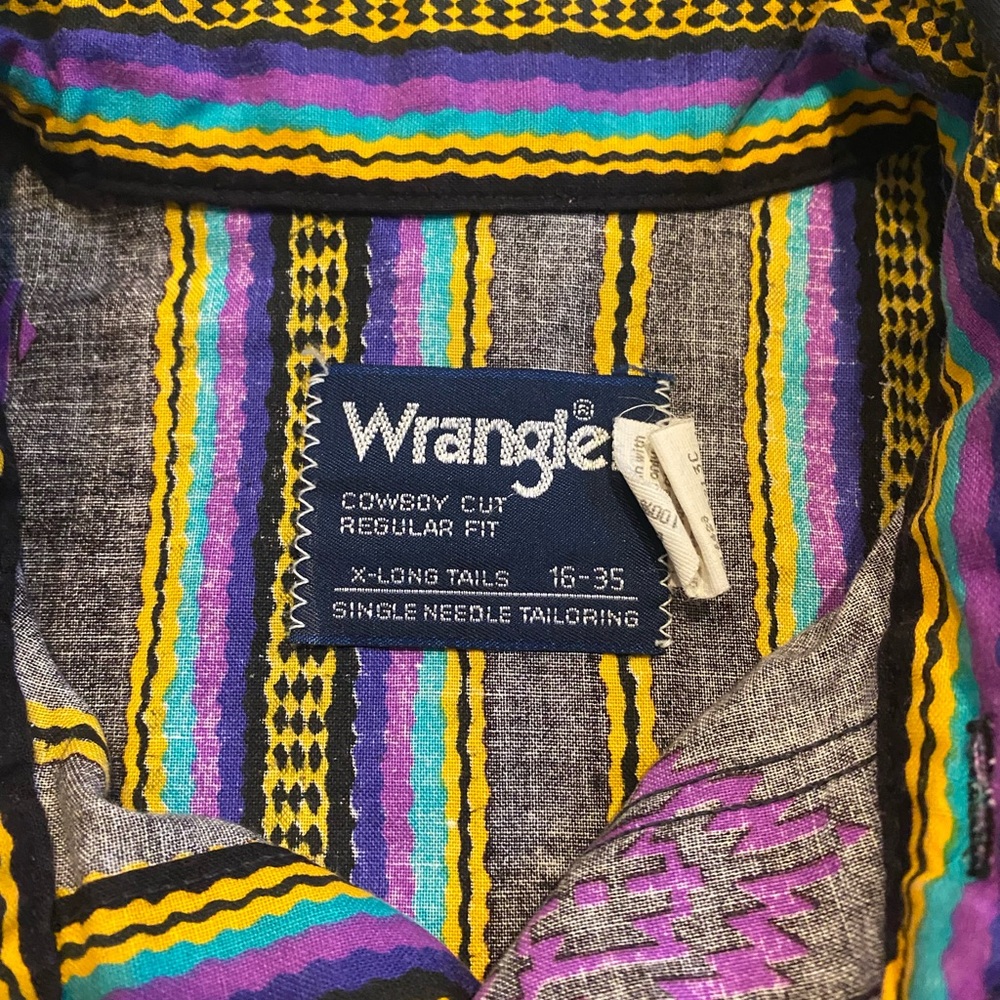 Wrangler Men's Striped Button-Down Shirt in Black, Purple & Yellow - Picture 6 of 7